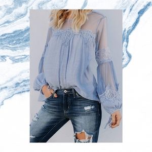 🆕️Chiffon Blouse w/Balloon Sleeves Top